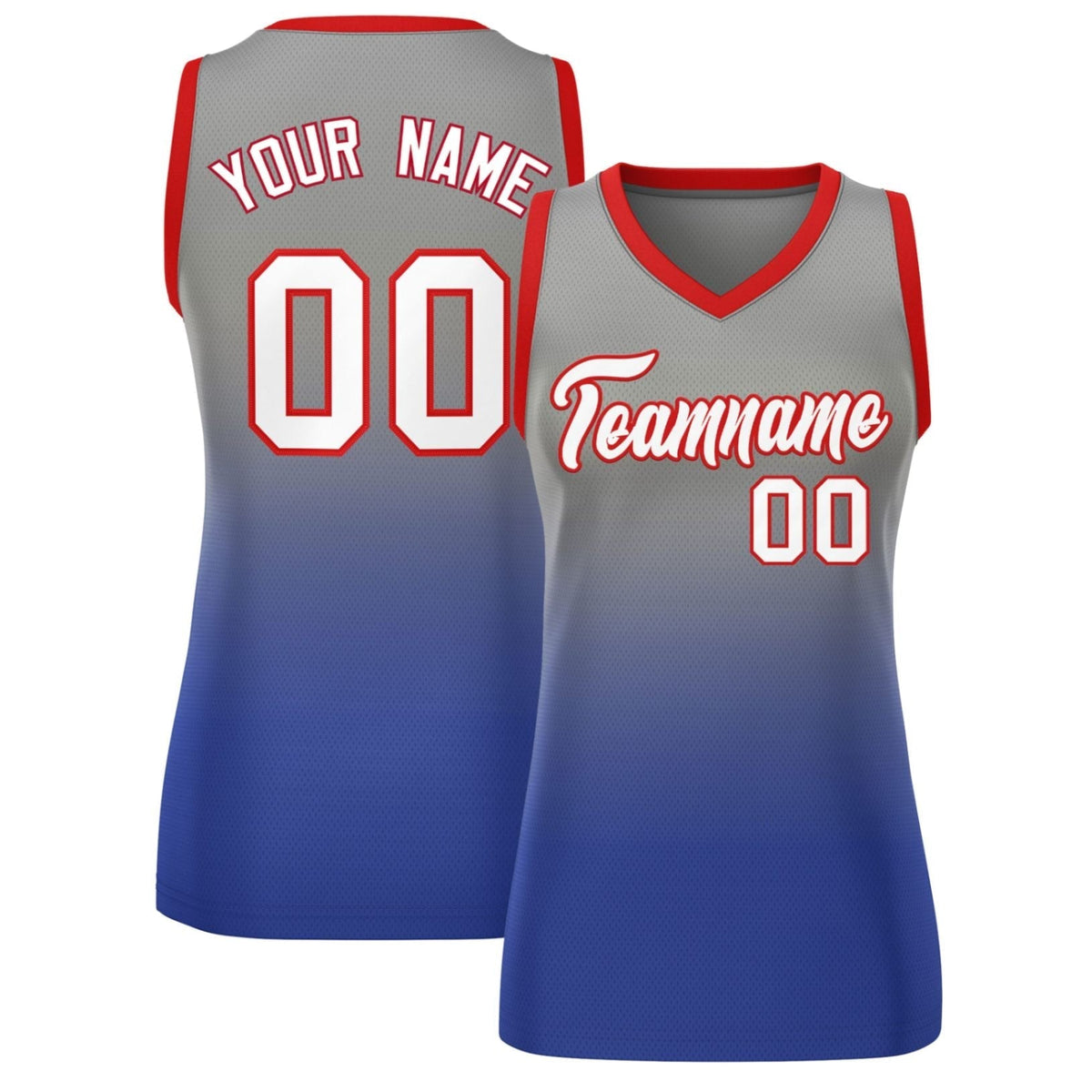 Custom Gray Royal Gradient Fashion Tops Mesh Netball Dress For Women