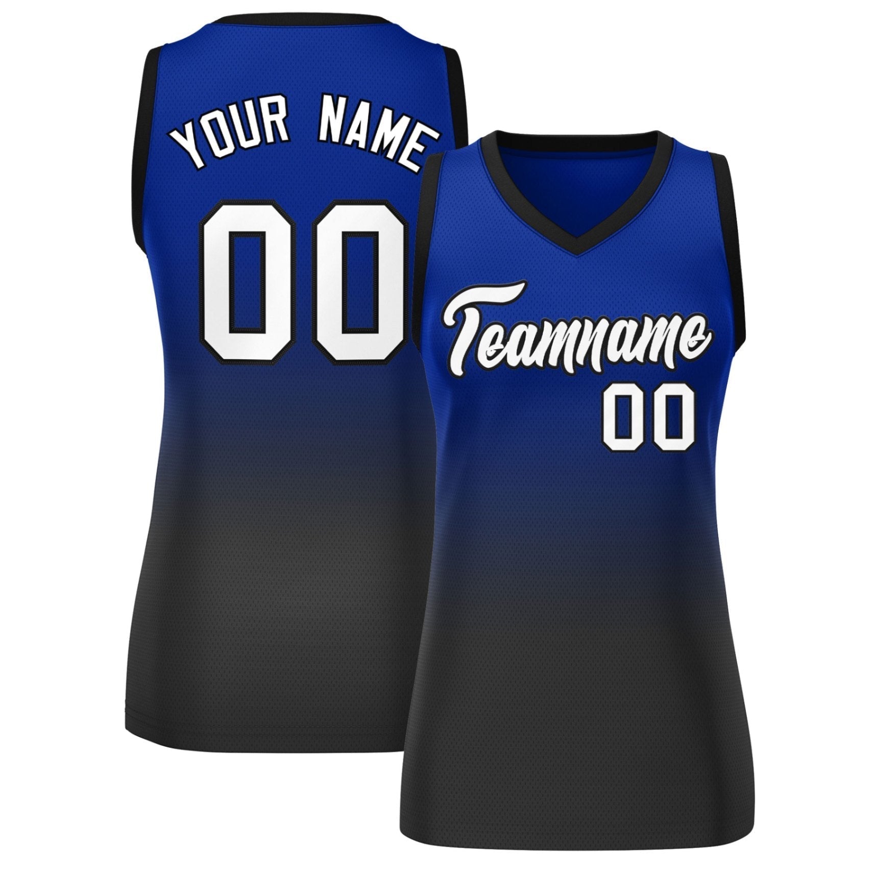 Custom Royal Black Gradient Fashion Tops Mesh Netball Dress For Women
