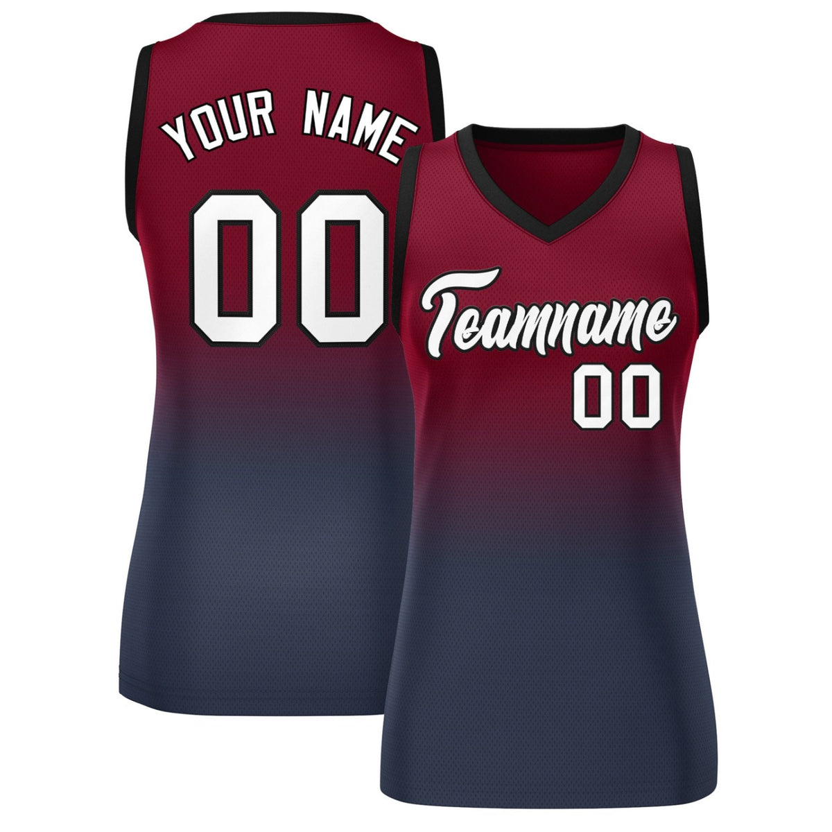Custom Crimson Navy Gradient Fashion Tops Mesh Netball Dress For Women