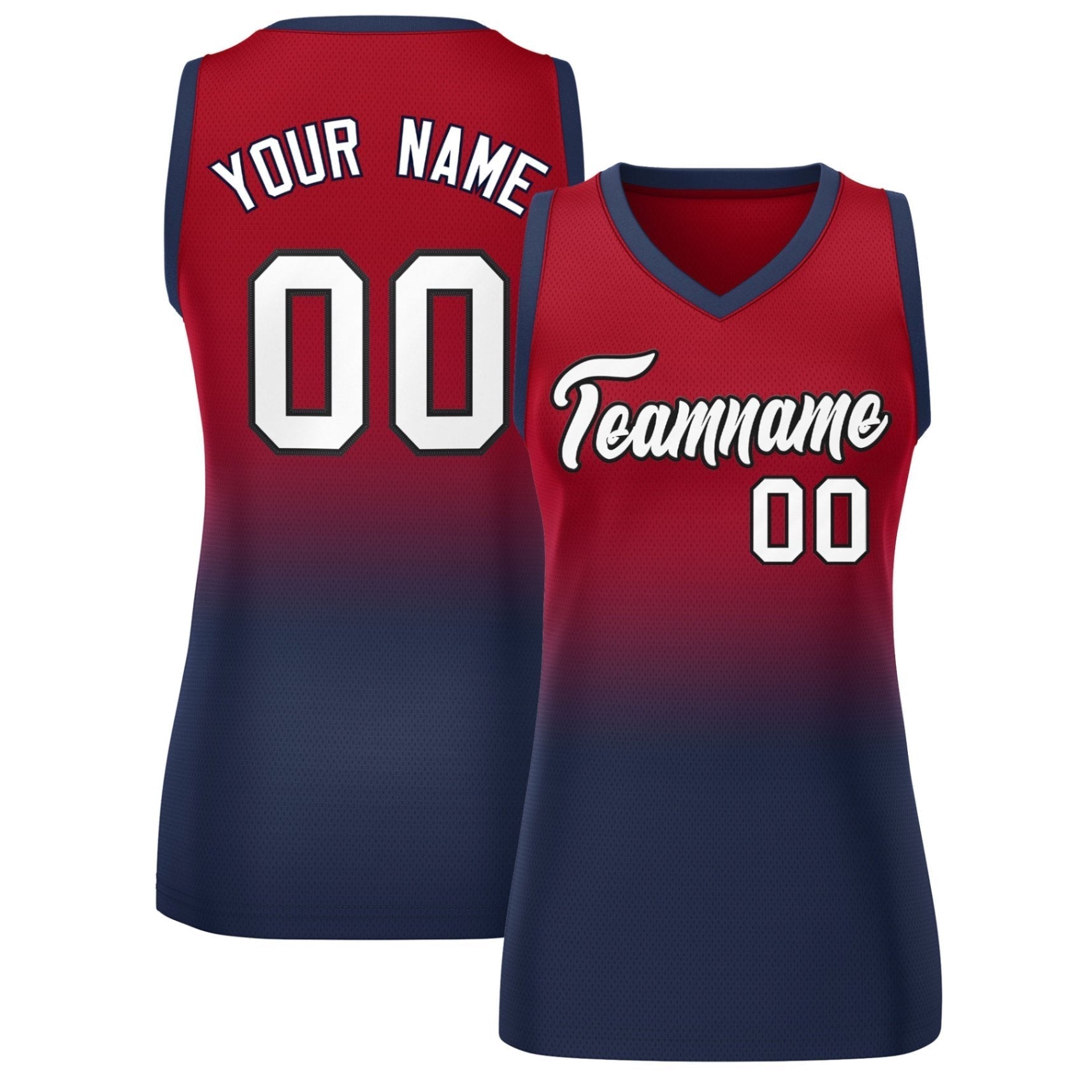 Custom Red Navy Gradient Fashion Tops Mesh Netball Dress For Women