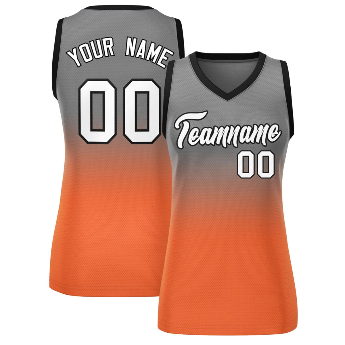 Custom Gray Orange Gradient Fashion Tops Mesh Netball Dress For Women