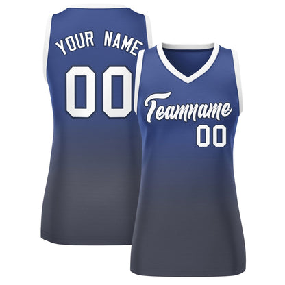 Custom Navy Gray Gradient Fashion Tops Mesh Netball Dress For Women