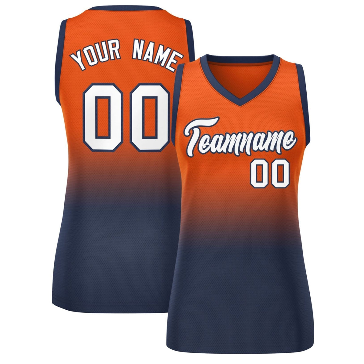 Custom Orange Navy Gradient Fashion Tops Mesh Netball Dress For Women