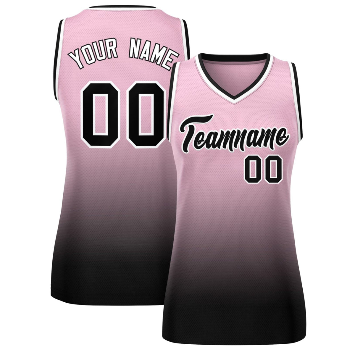 Custom Pink Black Gradient Fashion Tops Mesh Netball Dress For Women