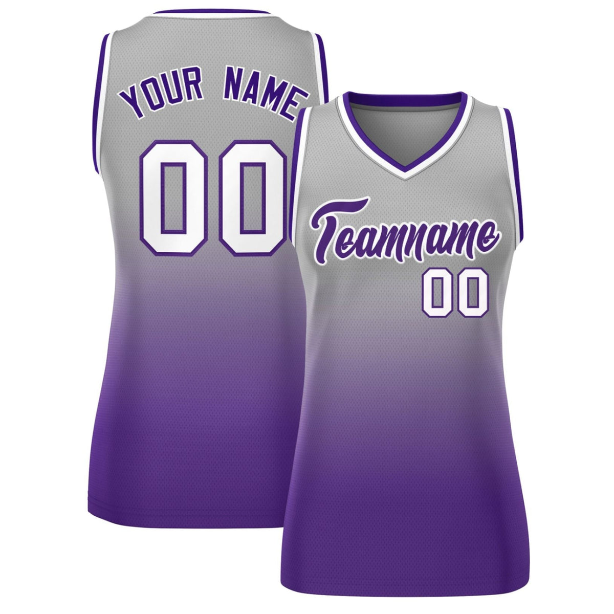 Custom Gray Purple Gradient Fashion Tops Mesh Netball Dress For Women