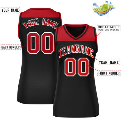 Custom Red Black Color Block Fashion Tops Mesh Netball Dress For Women