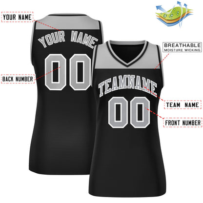Custom Gray Black Color Block Fashion Tops Mesh Netball Dress For Women