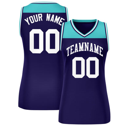 Custom Aqua Purple Color Block Fashion Tops Mesh Netball Dress For Women