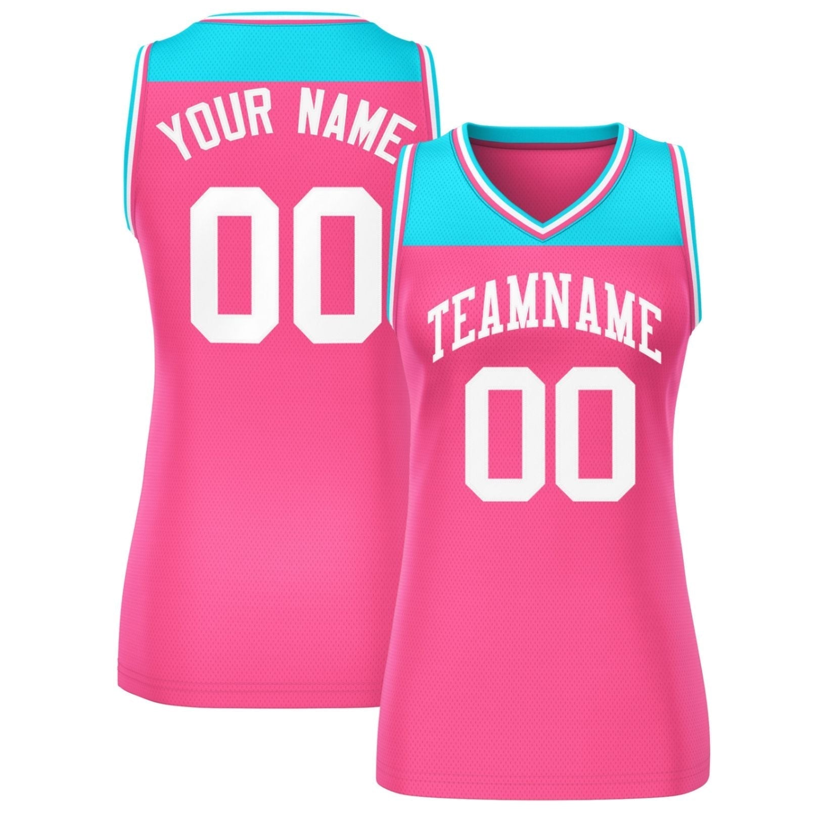 Custom Powder Blue Pink Color Block Fashion Tops Mesh Netball Dress For Women