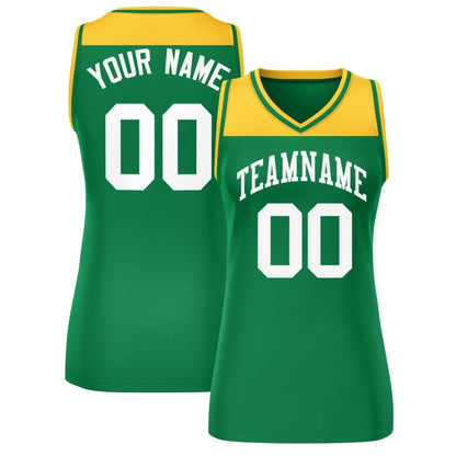 Custom Gold Kelly Green Color Block Fashion Tops Mesh Netball Dress For Women