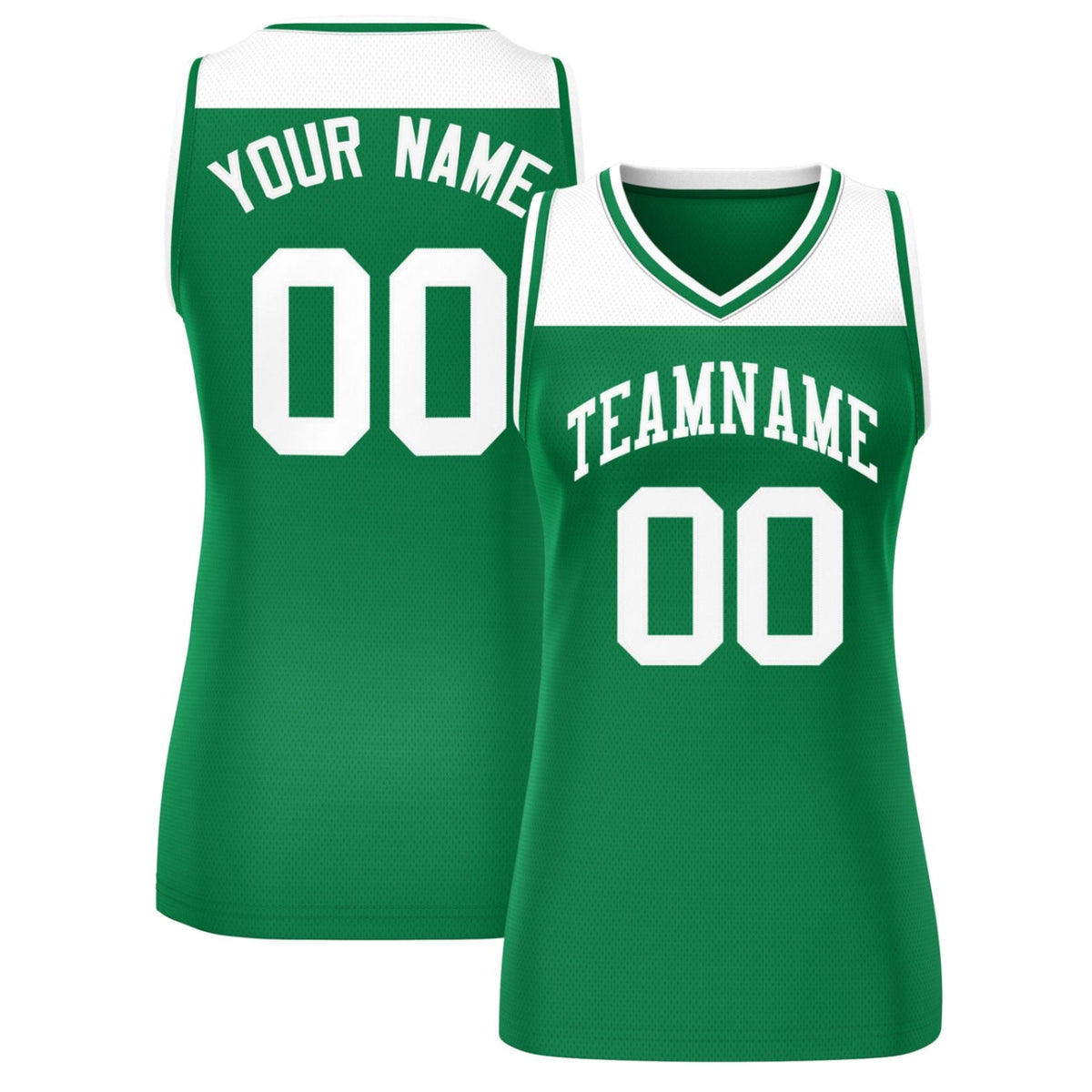 Custom White Kelly Green Color Block Fashion Tops Mesh Netball Dress For Women
