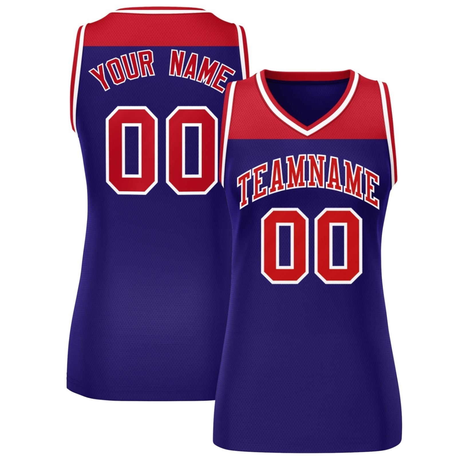 Custom Red Purple Color Block Fashion Tops Mesh Netball Dress For Women