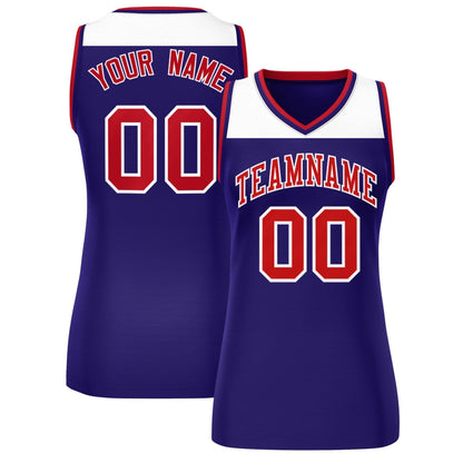 Custom White Purple Color Block Fashion Tops Mesh Netball Dress For Women