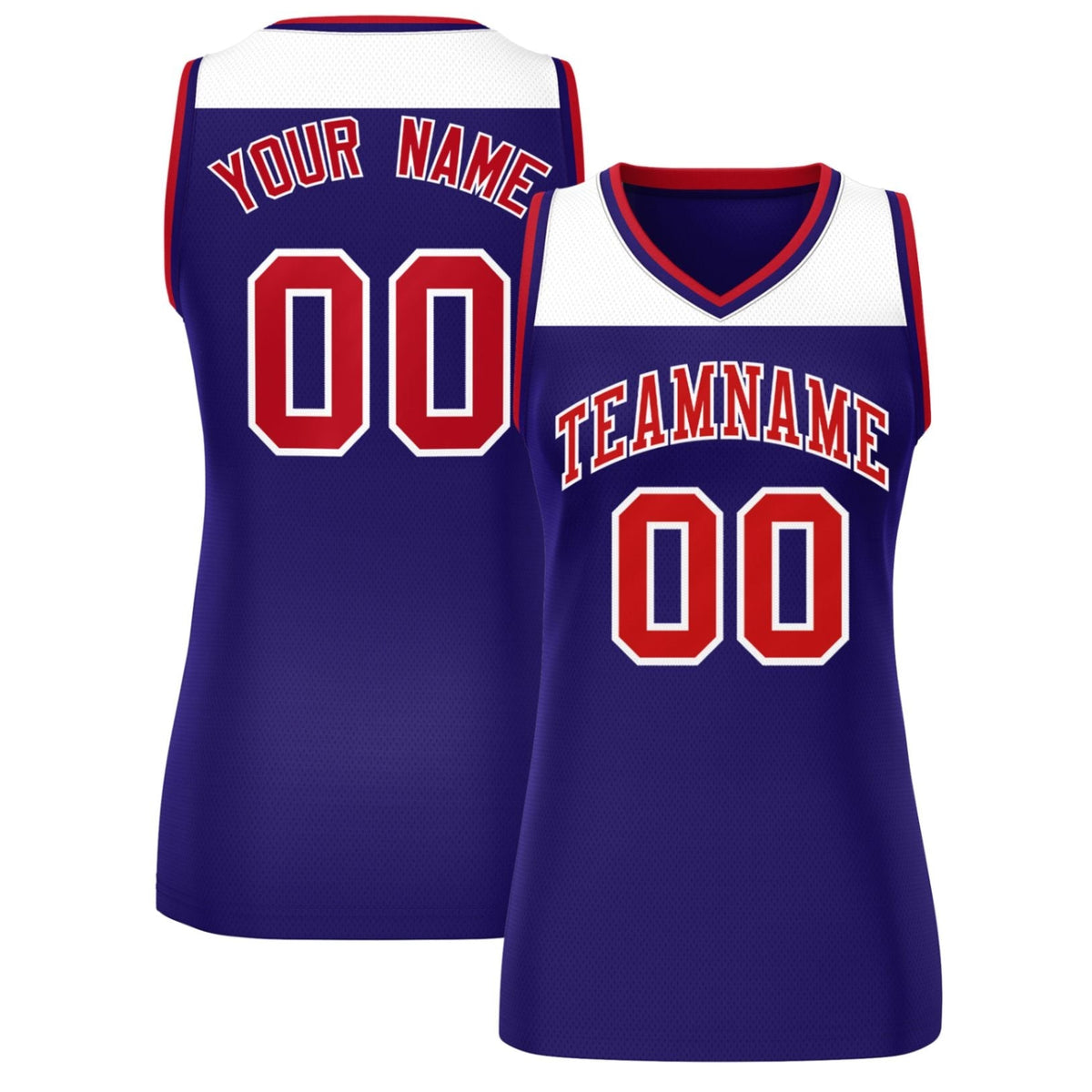 Custom White Purple Color Block Fashion Tops Mesh Netball Dress For Women