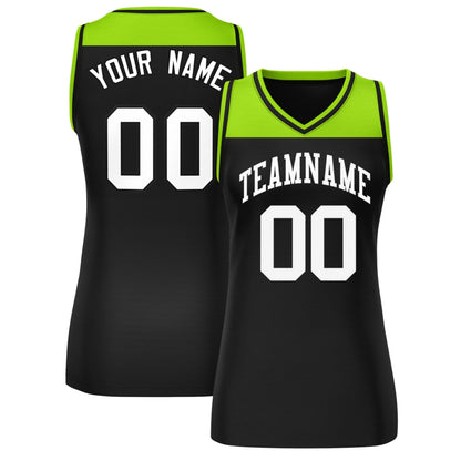 Custom Neon Green Black Color Block Fashion Tops Mesh Netball Dress For Women