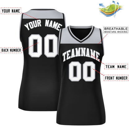 Custom Gray Black Color Block Fashion Tops Mesh Netball Dress For Women