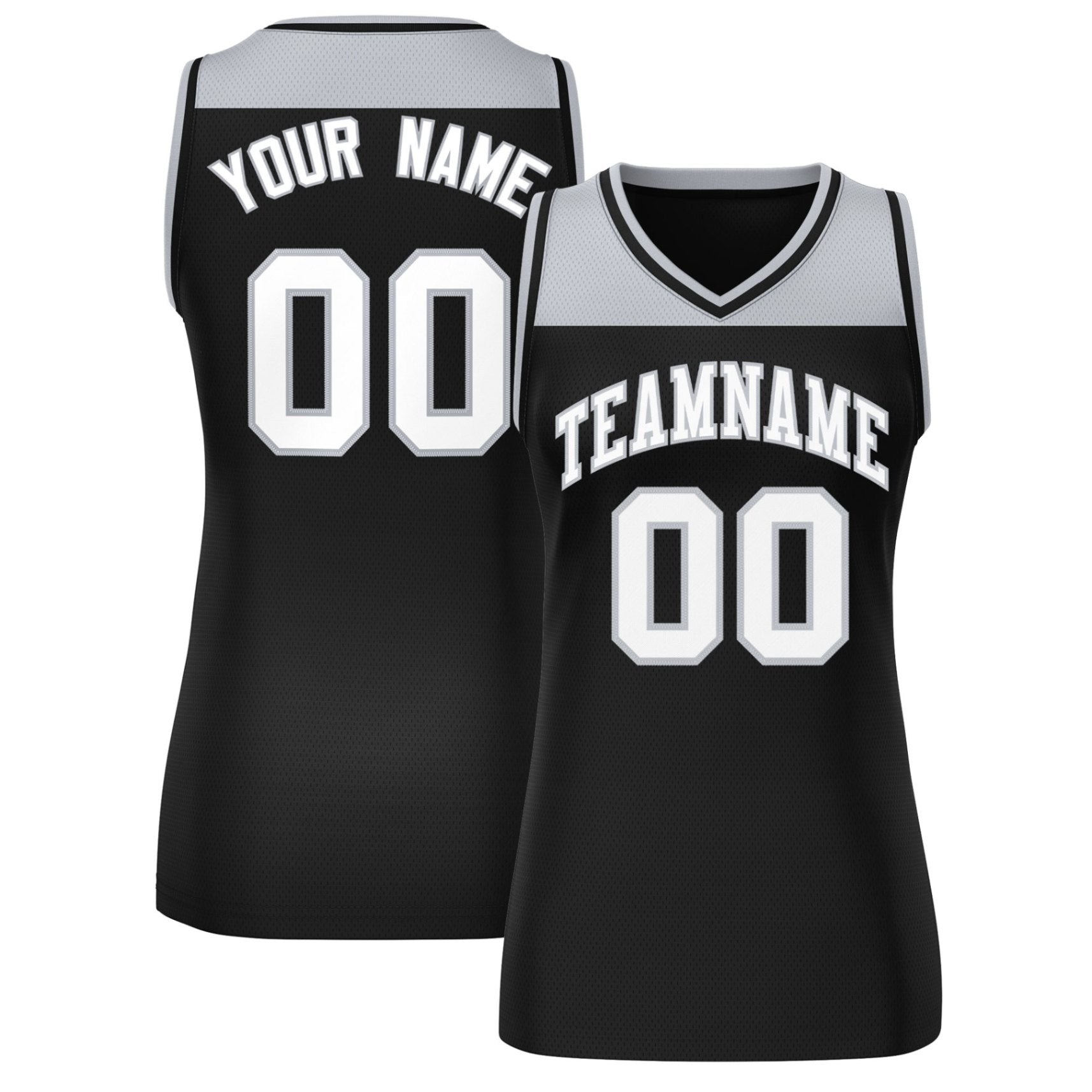 Custom Gray Black Color Block Fashion Tops Mesh Netball Dress For Women
