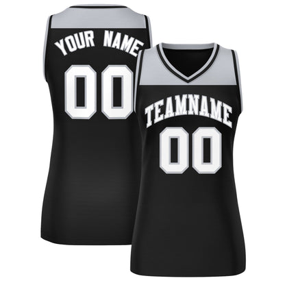 Custom Gray Black Color Block Fashion Tops Mesh Netball Dress For Women