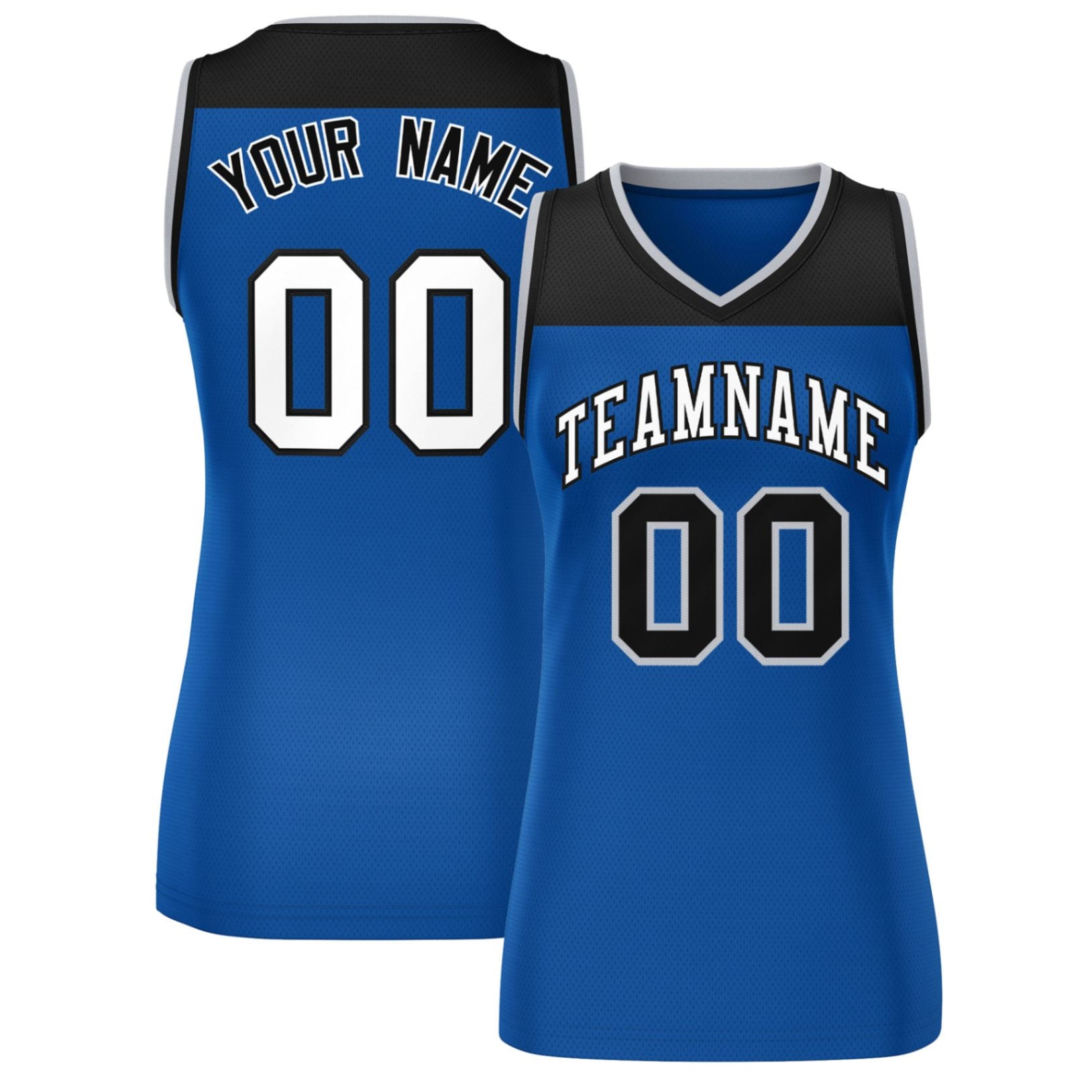 Custom Black Royal Color Block Fashion Tops Mesh Netball Dress For Women