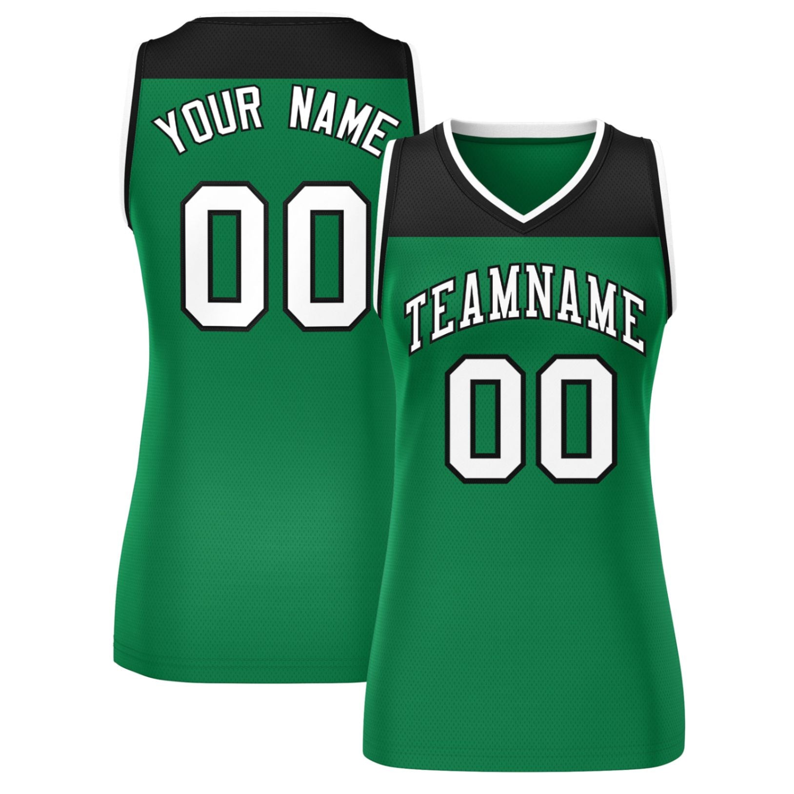 Custom Black Kelly Green Color Block Fashion Tops Mesh Netball Dress For Women