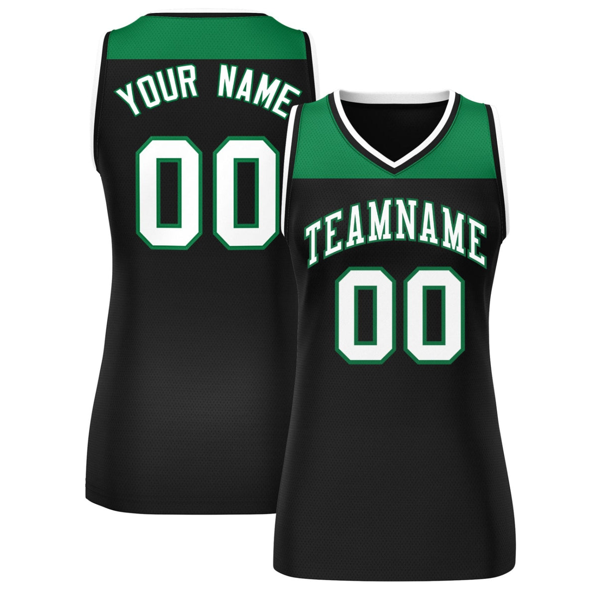 Custom Kelly Green Black Color Block Fashion Tops Mesh Netball Dress For Women