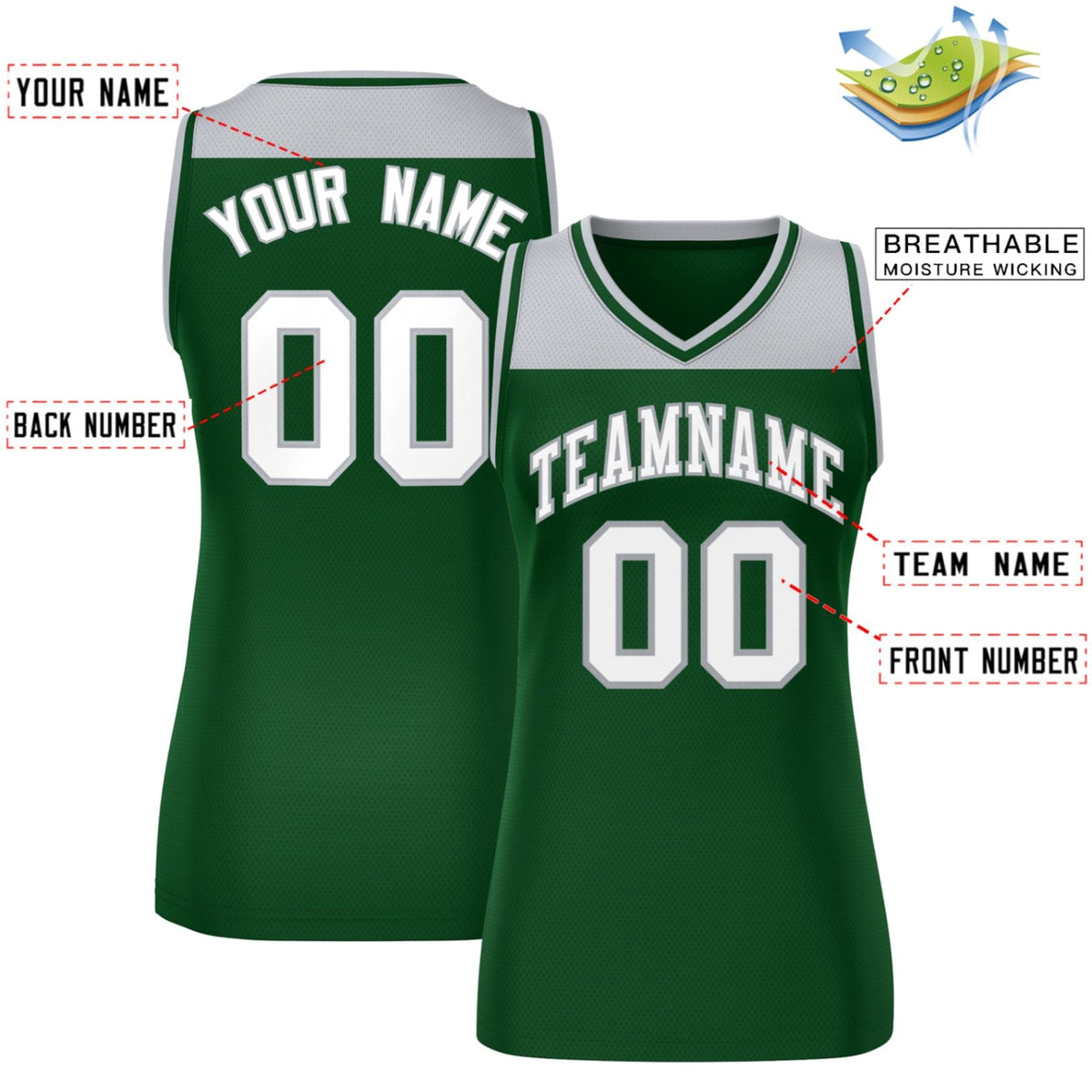 Custom Gray Green Color Block Fashion Tops Mesh Netball Dress For Women