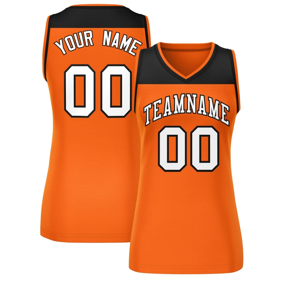 Custom Black Orange Color Block Fashion Tops Mesh Netball Dress For Women
