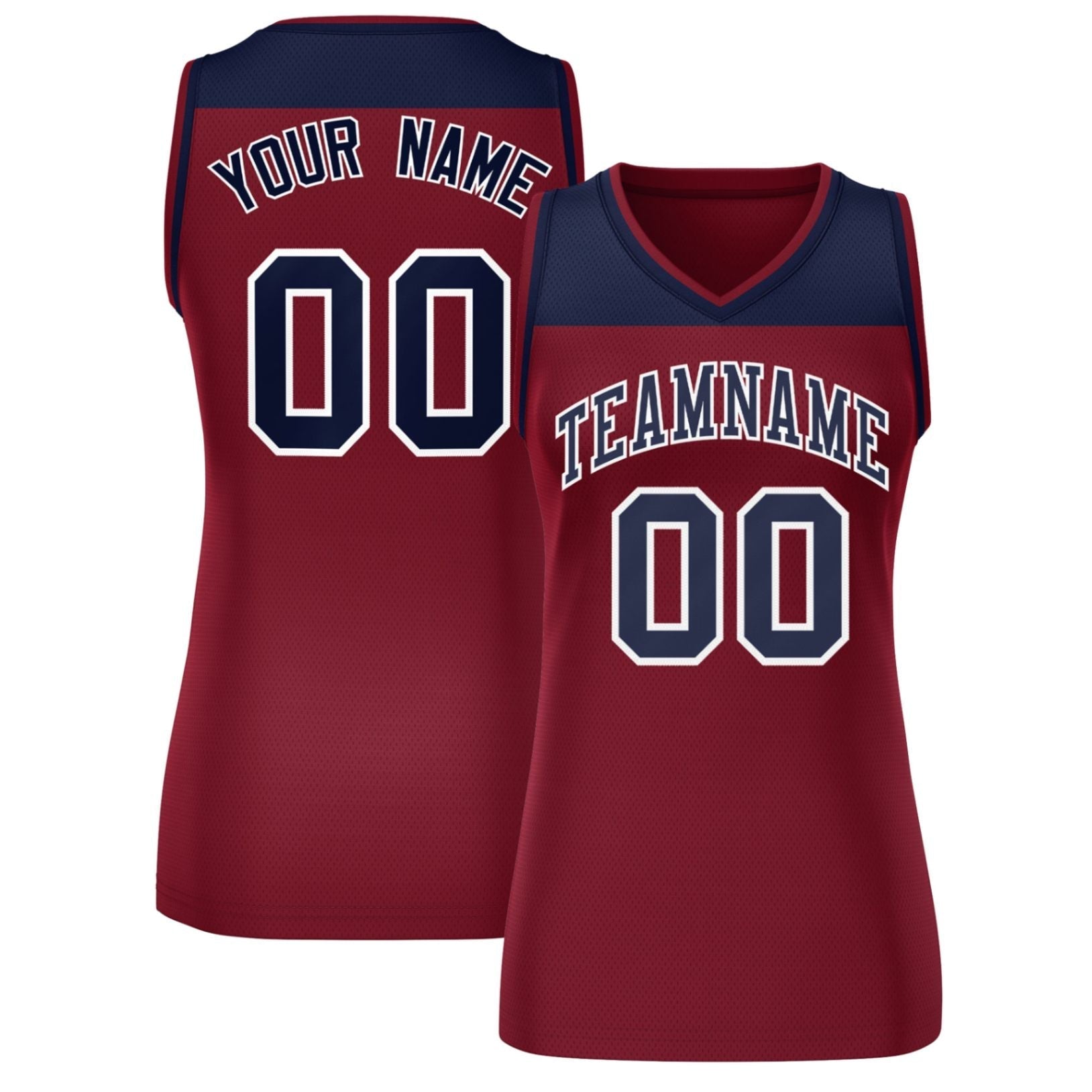 Custom Navy Crimson Color Block Fashion Tops Mesh Netball Dress For Women