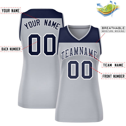 Custom Navy Gray Color Block Fashion Tops Mesh Netball Dress For Women