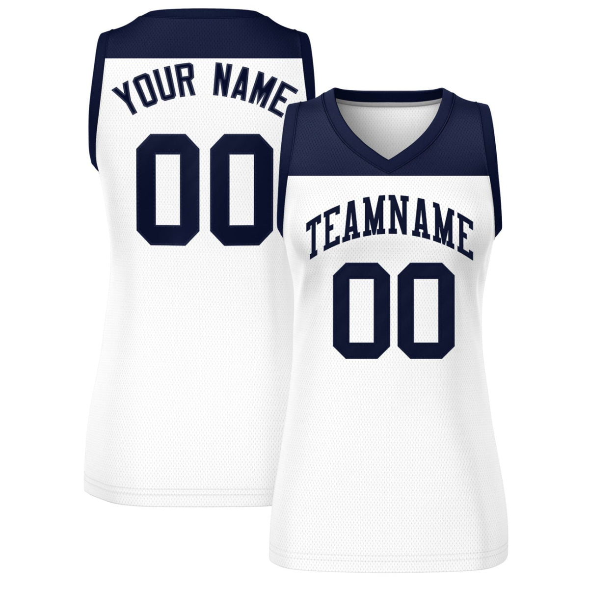 Custom Navy White Color Block Fashion Tops Mesh Netball Dress For Women