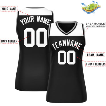 Custom White Black Color Block Fashion Tops Mesh Netball Dress For Women