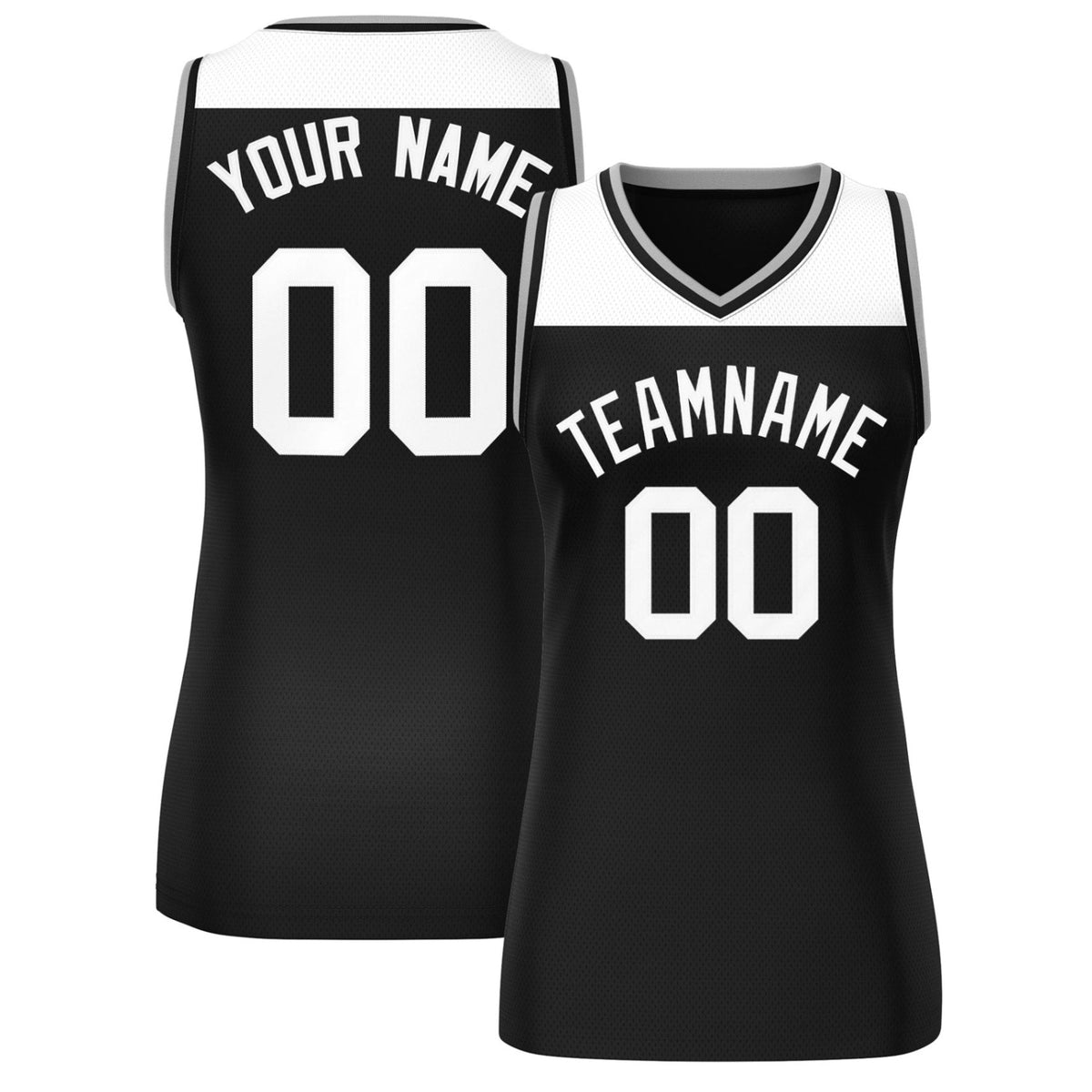 Custom White Black Color Block Fashion Tops Mesh Netball Dress For Women