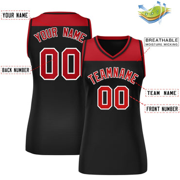 Custom Red Black Color Block Fashion Tops Mesh Netball Dress For Women
