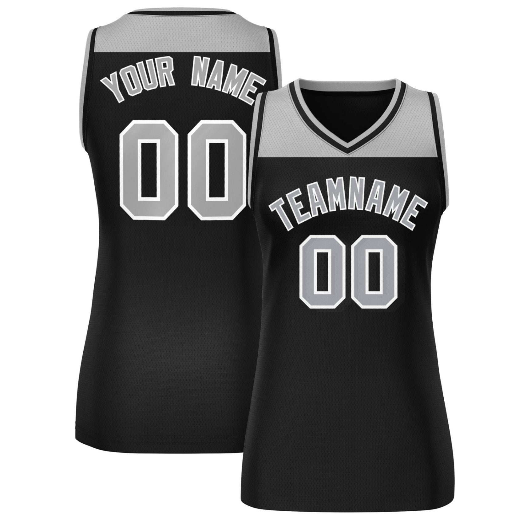 Custom Gray Black Color Block Fashion Tops Mesh Netball Dress For Women