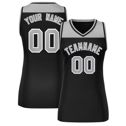 Custom Gray Black Color Block Fashion Tops Mesh Netball Dress For Women
