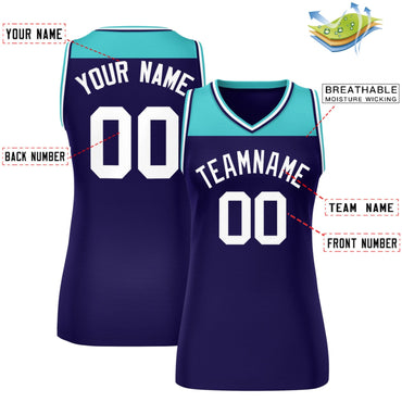 Custom Aqua Purple Color Block Fashion Tops Mesh Netball Dress For Women