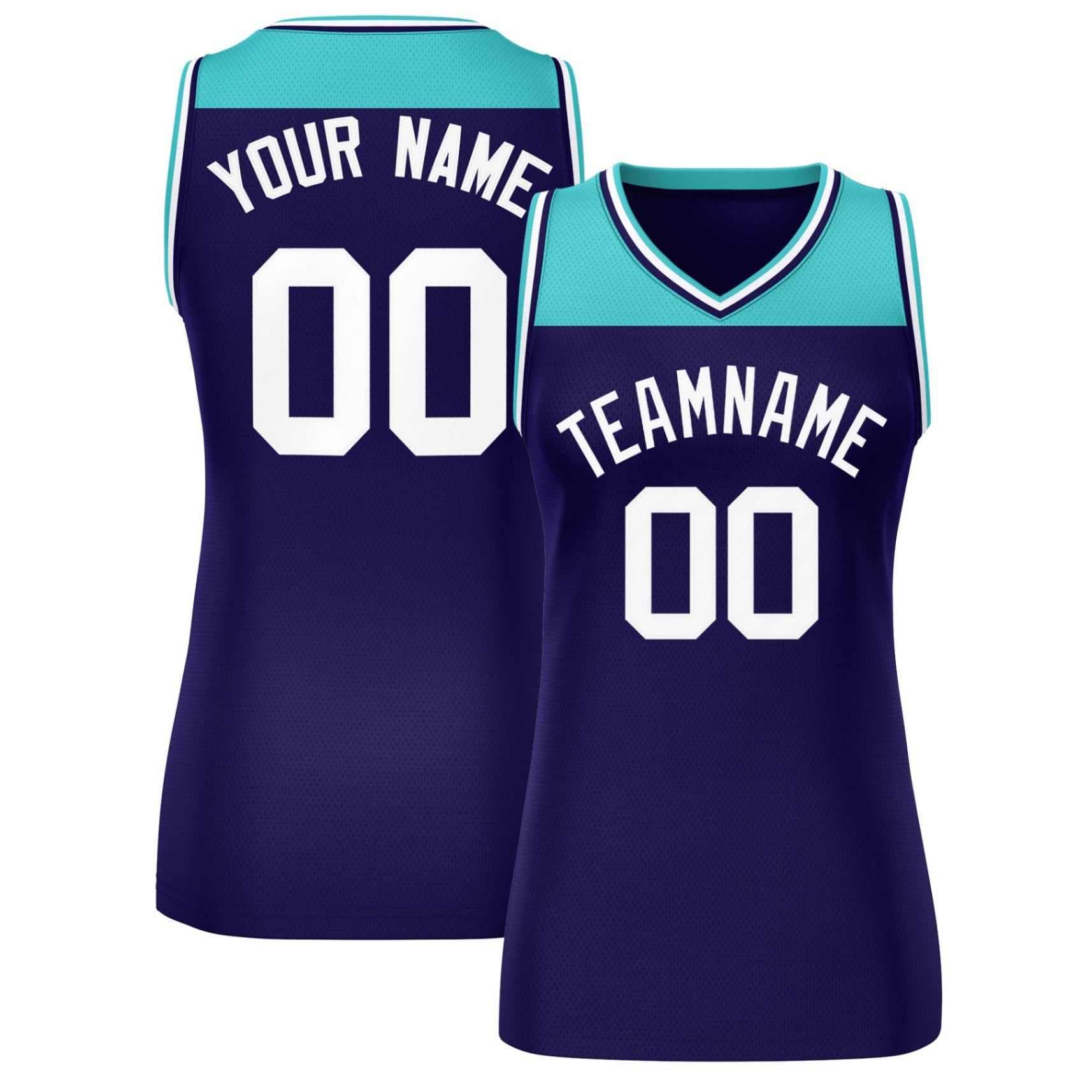 Custom Aqua Purple Color Block Fashion Tops Mesh Netball Dress For Women