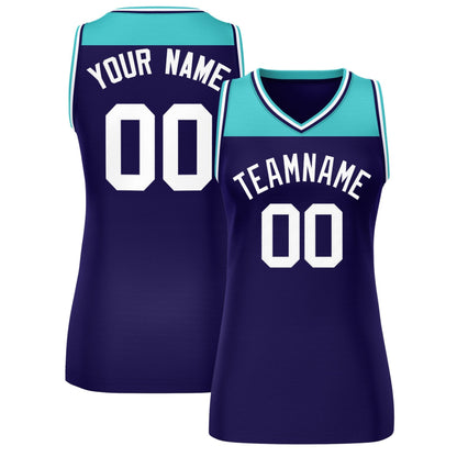 Custom Aqua Purple Color Block Fashion Tops Mesh Netball Dress For Women