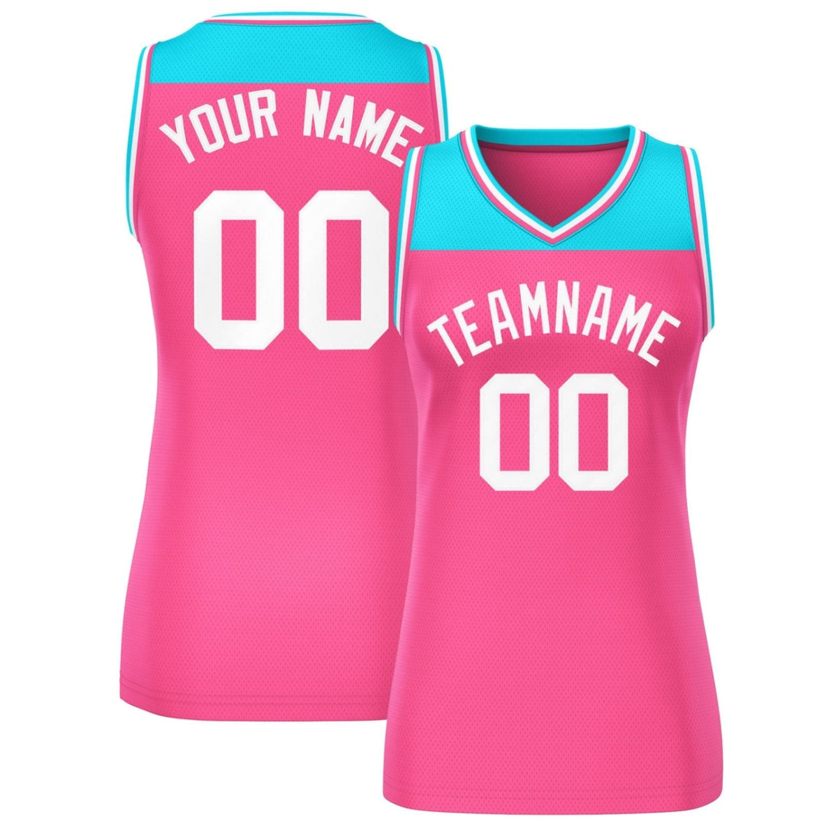 Custom Powder Blue Pink Color Block Fashion Tops Mesh Netball Dress For Women