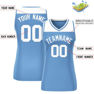 Custom White Light Blue Color Block Fashion Tops Mesh Netball Dress For Women