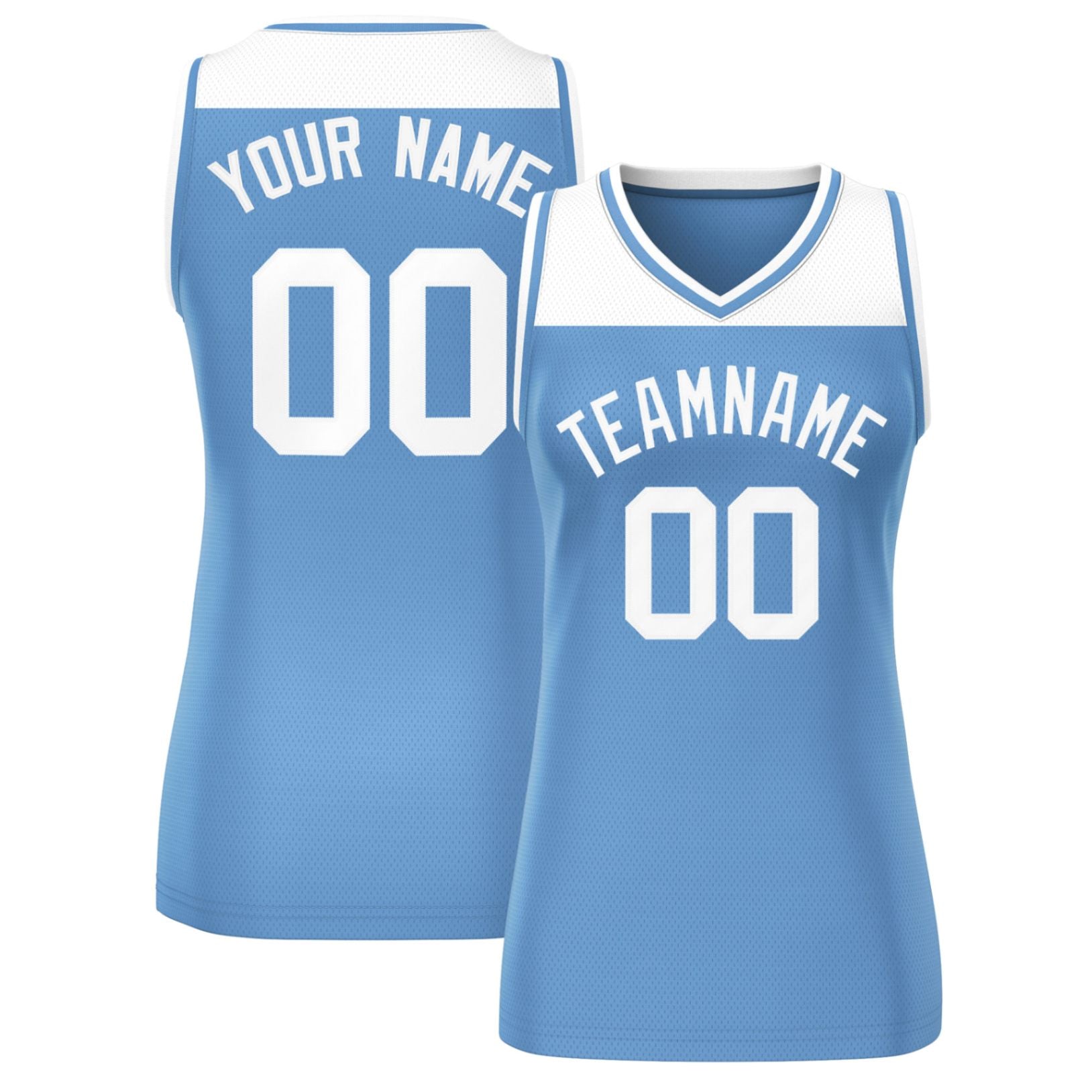 Custom White Light Blue Color Block Fashion Tops Mesh Netball Dress For Women
