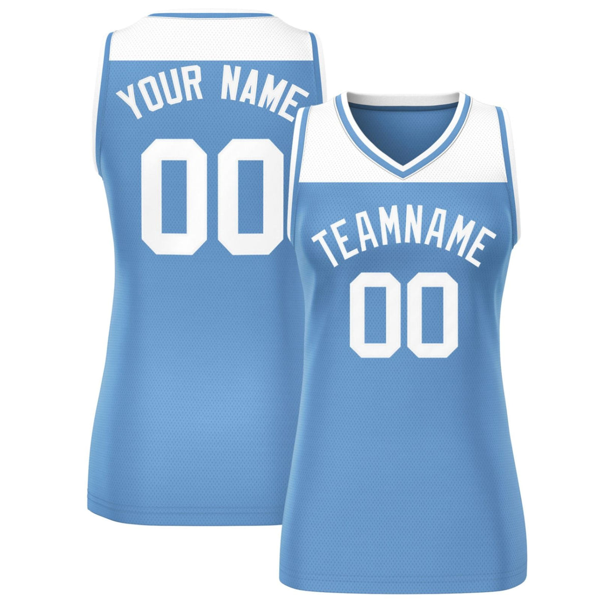 Custom White Light Blue Color Block Fashion Tops Mesh Netball Dress For Women