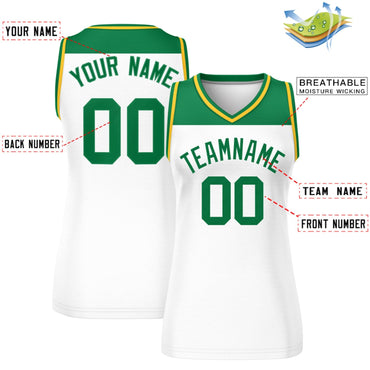 Custom Kelly Green White Color Block Fashion Tops Mesh Netball Dress For Women