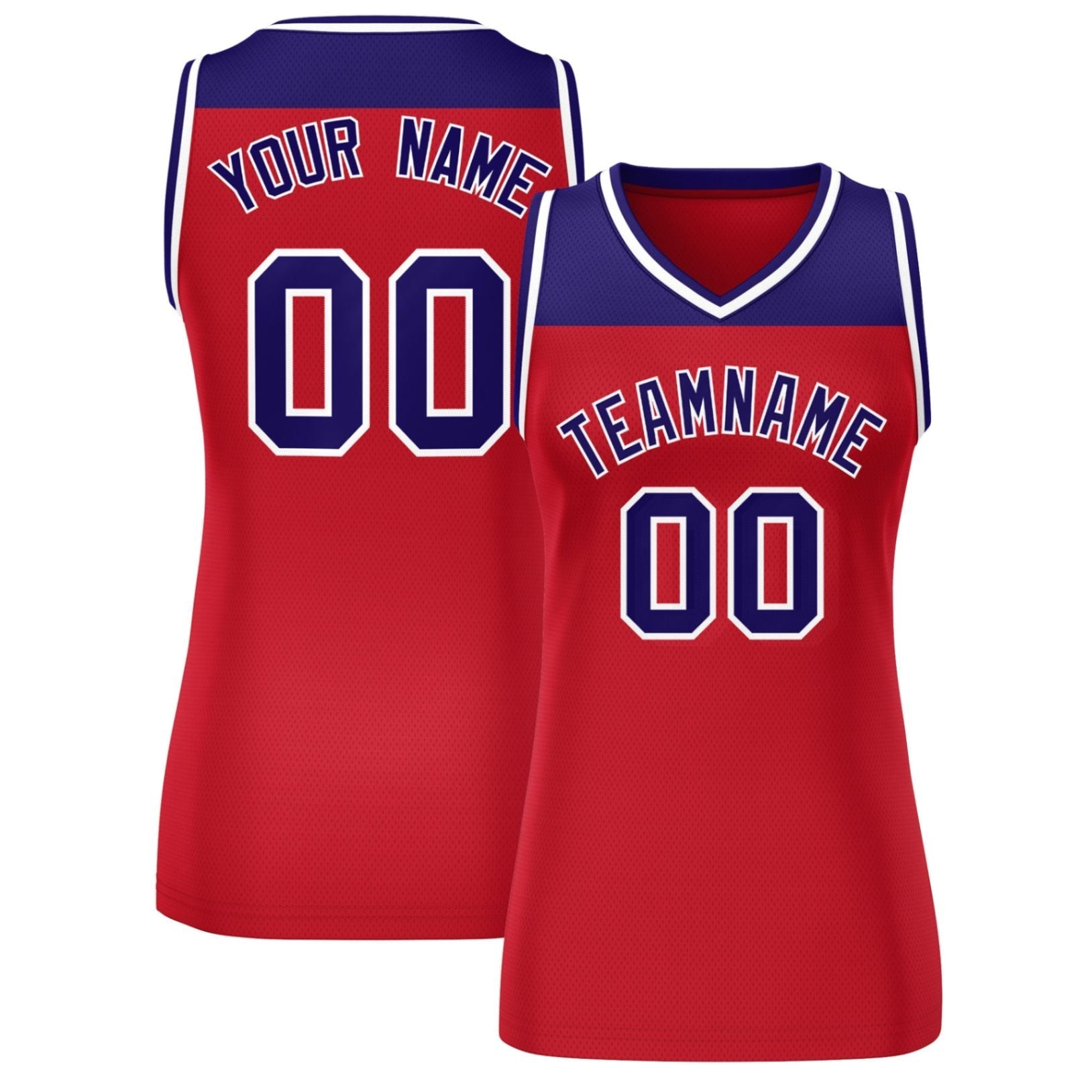 Custom Purple Red Color Block Fashion Tops Mesh Netball Dress For Women
