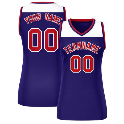 Custom White Purple Color Block Fashion Tops Mesh Netball Dress For Women