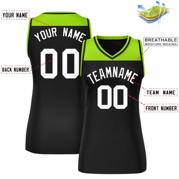 Custom Neon Green Black Color Block Fashion Tops Mesh Netball Dress For Women