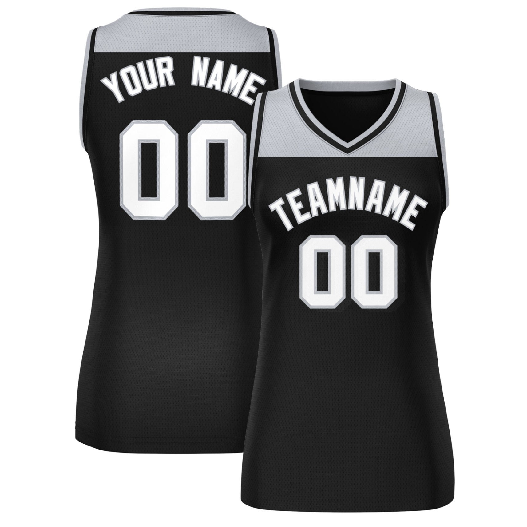 Custom Gray Black Color Block Fashion Tops Mesh Netball Dress For Women