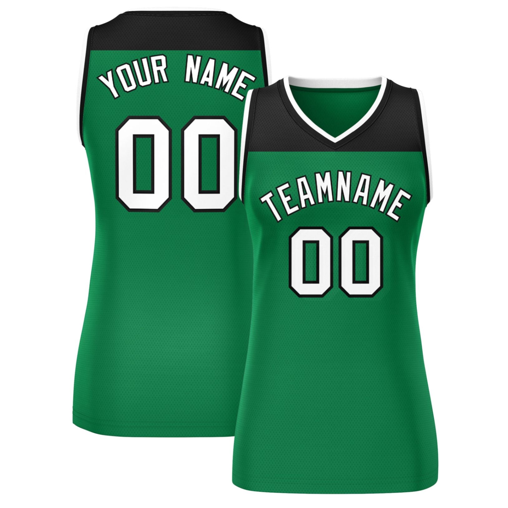 Custom Black Kelly Green Color Block Fashion Tops Mesh Netball Dress For Women