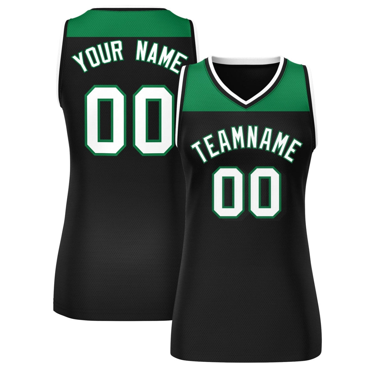 Custom Kelly Green Black Color Block Fashion Tops Mesh Netball Dress For Women