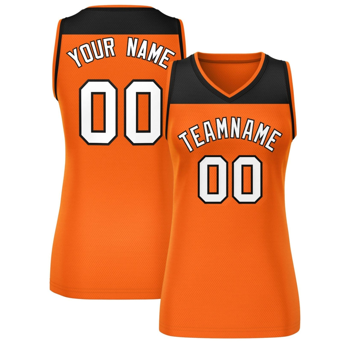 Custom Black Orange Color Block Fashion Tops Mesh Netball Dress For Women